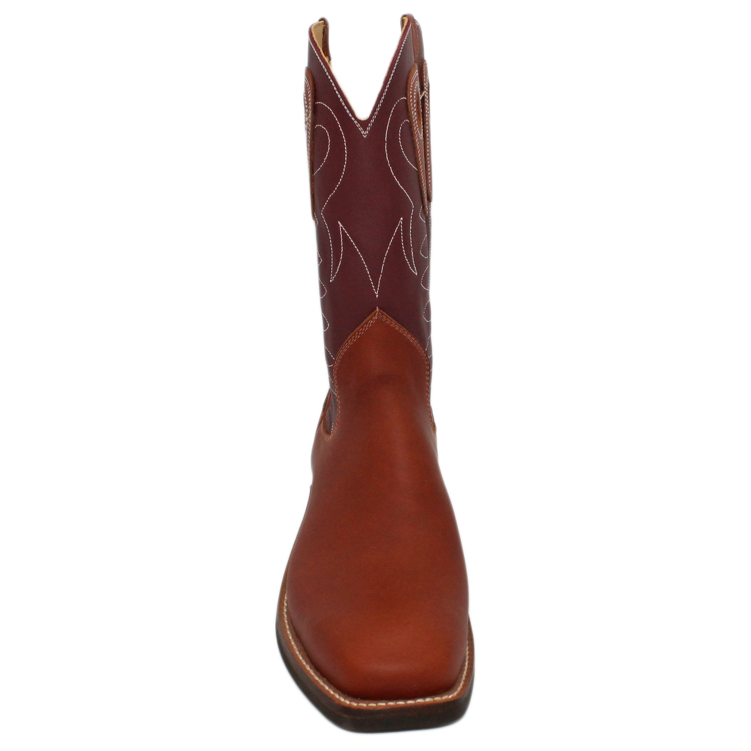 12" Wine Upper w/ Loops Stitching

Tan Timberjack Steer Vamp

Wide French Square Toe

Slightly Tapered Heel